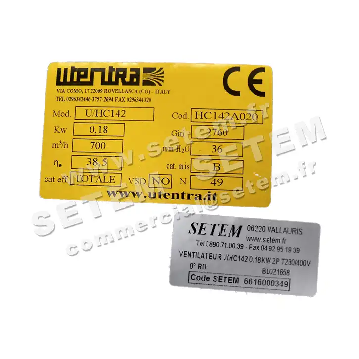 6616004300-VENTILATEUR UTENTRA U/HC142 RD 0° 0.18KW 2P T230/400V *HC142A020* 2