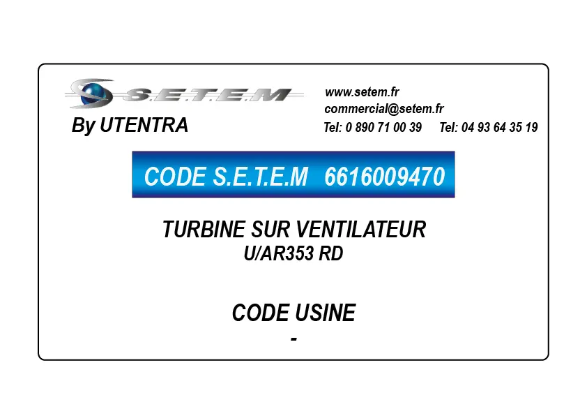 6616009470-TURBINE SUR VENTILATEUR UTENTRA U/AR353 RD 2