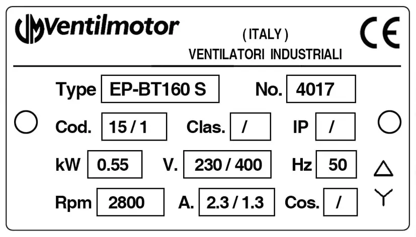 6919000090-VENTILATEUR VENTILMOTOR EP.BT160 0.55KW 2P T230/400V LG 0° 2