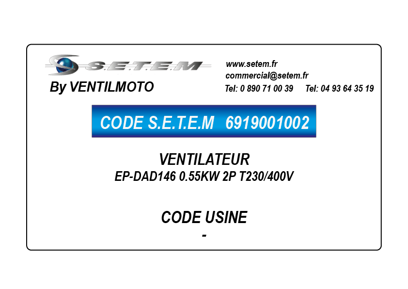 VENTILATEUR EP-DAD146 0.55KW 2P T230/400V