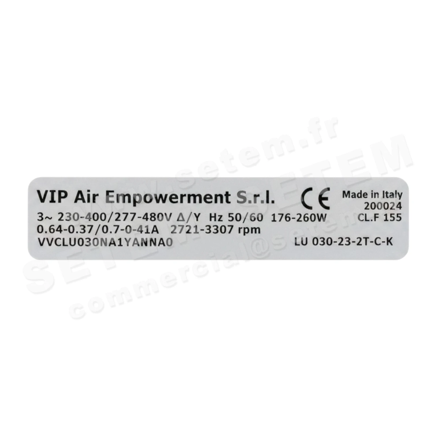 6941002009-VENTILATEUR VIP LU030.23.2T.C.3X06B.P *VVCLU030NA1YANNA0* 2