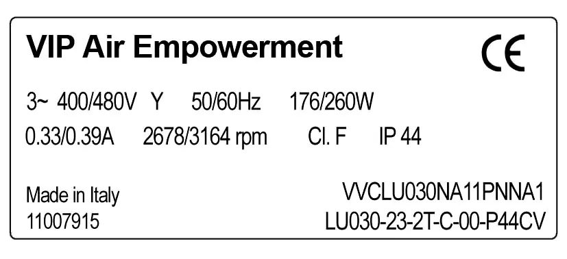 6941002012-VENTILATEUR VIP LU030.23.2T.C.00.P44CV *VVCLU030NA11PNNA1* 2