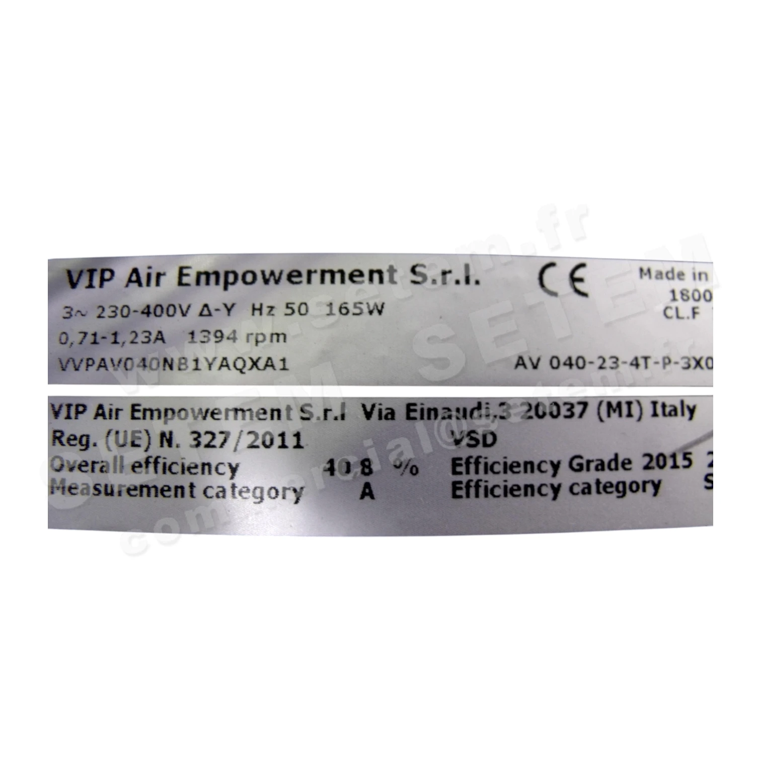 6941002828-VENTILATEUR VIP AV040.23.4T.P.3X050.P *VVPAV040NB1YAQXA1* 2