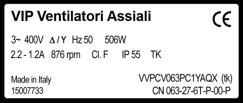 6941003987-VENTILATEUR VIP CV063.27.6T.P.00.P *VVPCV063PC1YAQXTK* 2
