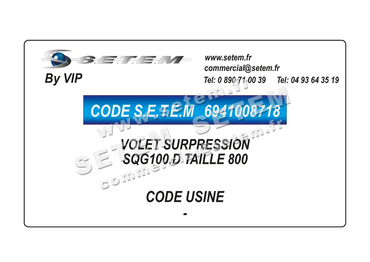 6941008718-VOLET SURPRESSION SQG100.D TAILLE 800 VIP