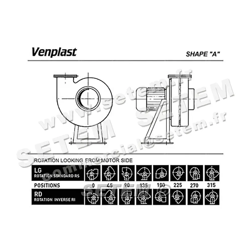 6947001253-VENTILATEUR VENPLAST P254 LG 0° 0.12KW 4P M230V 2