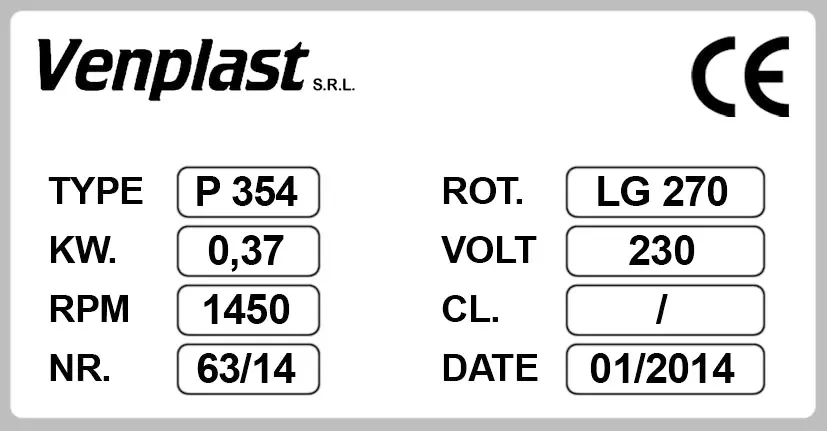 6947001360-VENTILATEUR VENPLAST P354 LG 270° 0.37KW 4P M230V 2
