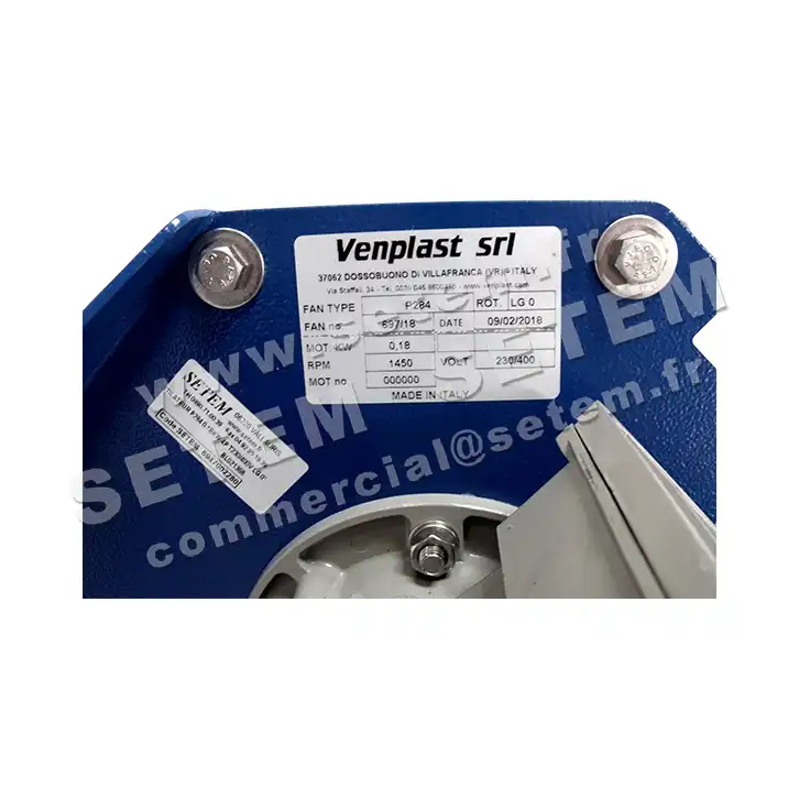 6947002280-VENTILATEUR VENPLAST P284 0.18KW 4P T230/400V LG 0° 6