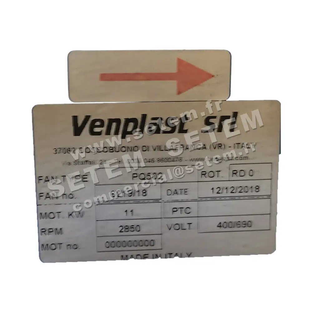 6947002320-VENTILATEUR VENPLAST PQ502 11KW 2P T400/690V RD 0° 2