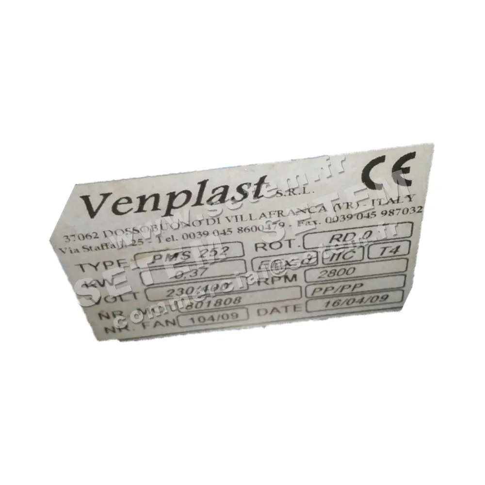 6947002530-VENTILATEUR VENPLAST PAS562 11KW 2P T230/400V RD 135° TURBINE INOX II2GIICT4 2