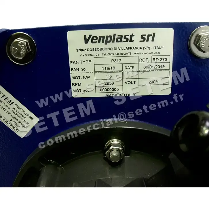 6947002828-VENTILATEUR VENPLAST P312 RD 270° 1.50KW 2P M230V 3