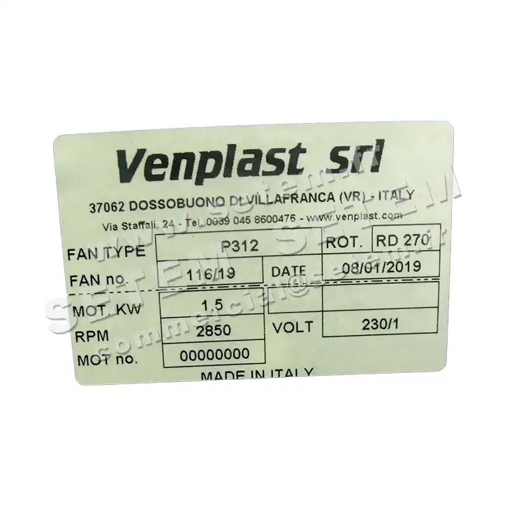 6947002828-VENTILATEUR VENPLAST P312 RD 270° 1.50KW 2P M230V 6