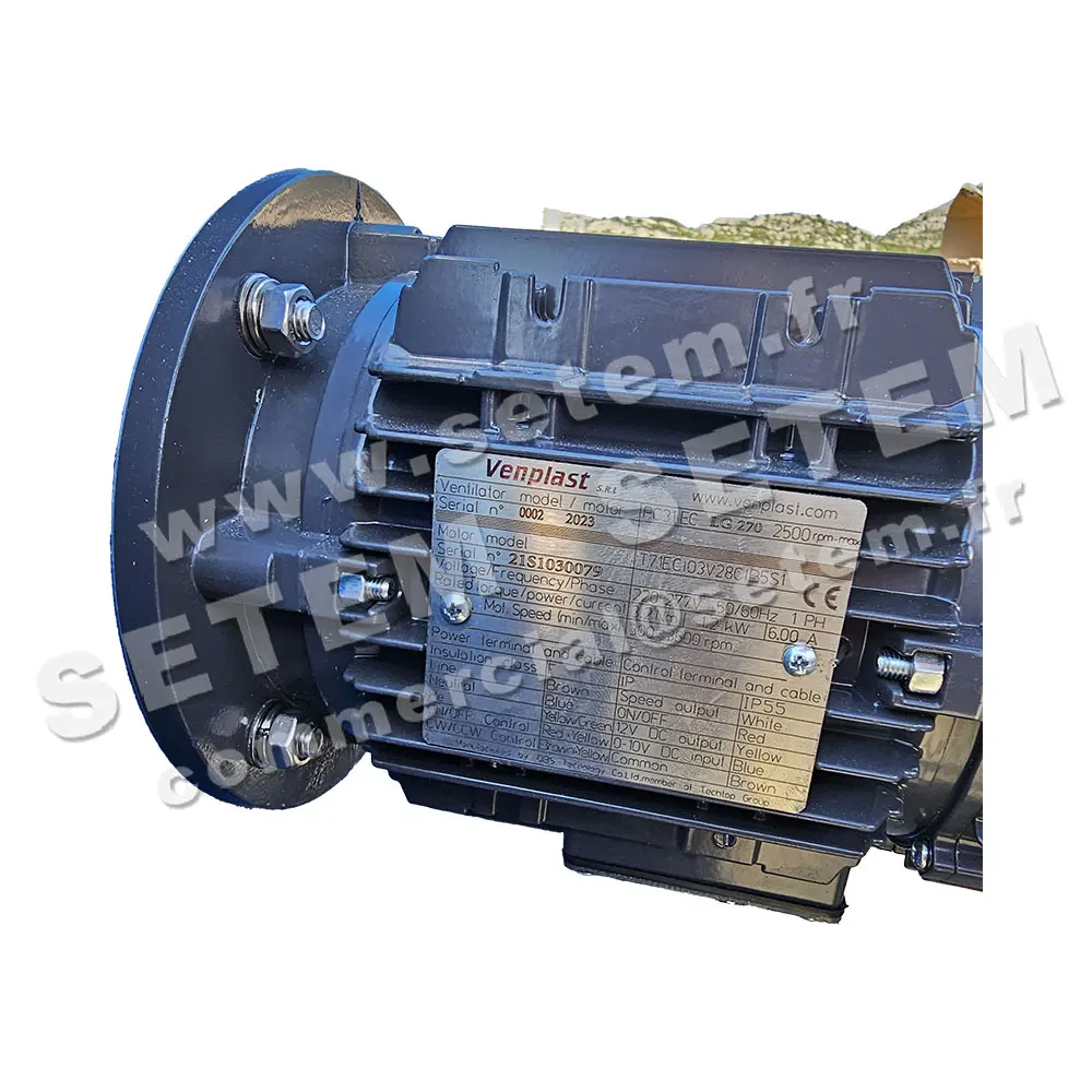6947003216-VENTILATEUR VENPLAST PC31EC 1.20KW 2500RPM M220-277V T71ECI03V28CIB5S1 LG 270° 2