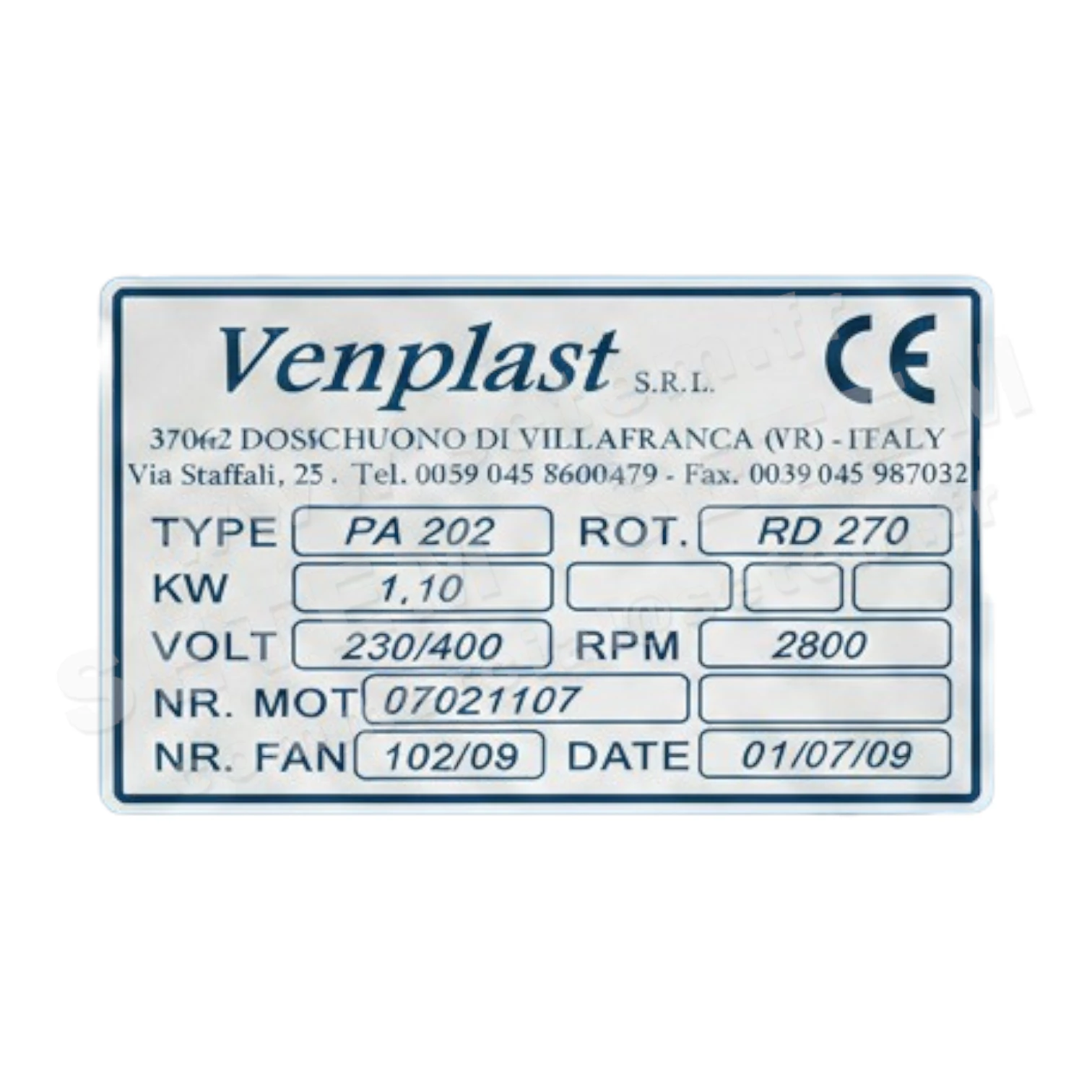 6947005562-VENTILATEUR VENPLAST PA202 1.10KW 2P T230/400V RD 270°