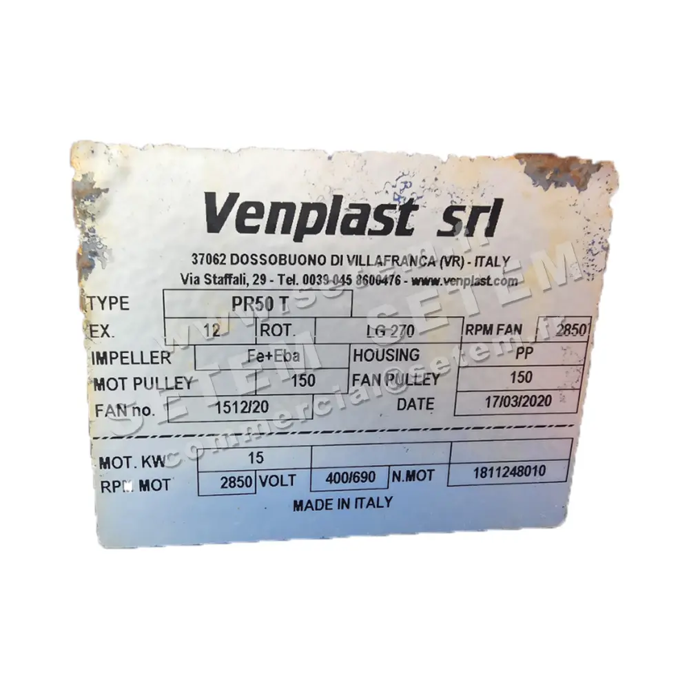 6947005806-VENTILATEUR VENPLAST PR50T EX12 15KW 2P T400/690V LG 270°