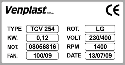 6947007025-TOURELLE VENPLAST TCV254 0.12KW 4P T230/400V 3