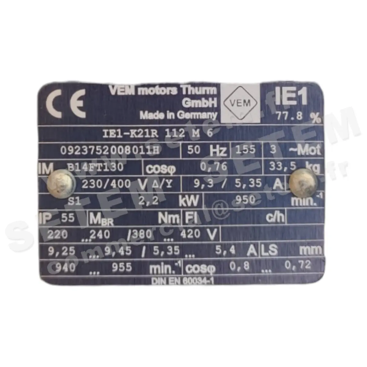 6961002112-MOTEUR VEM 2.20KW 6P T230/400V HA112 B14 K21R112M6