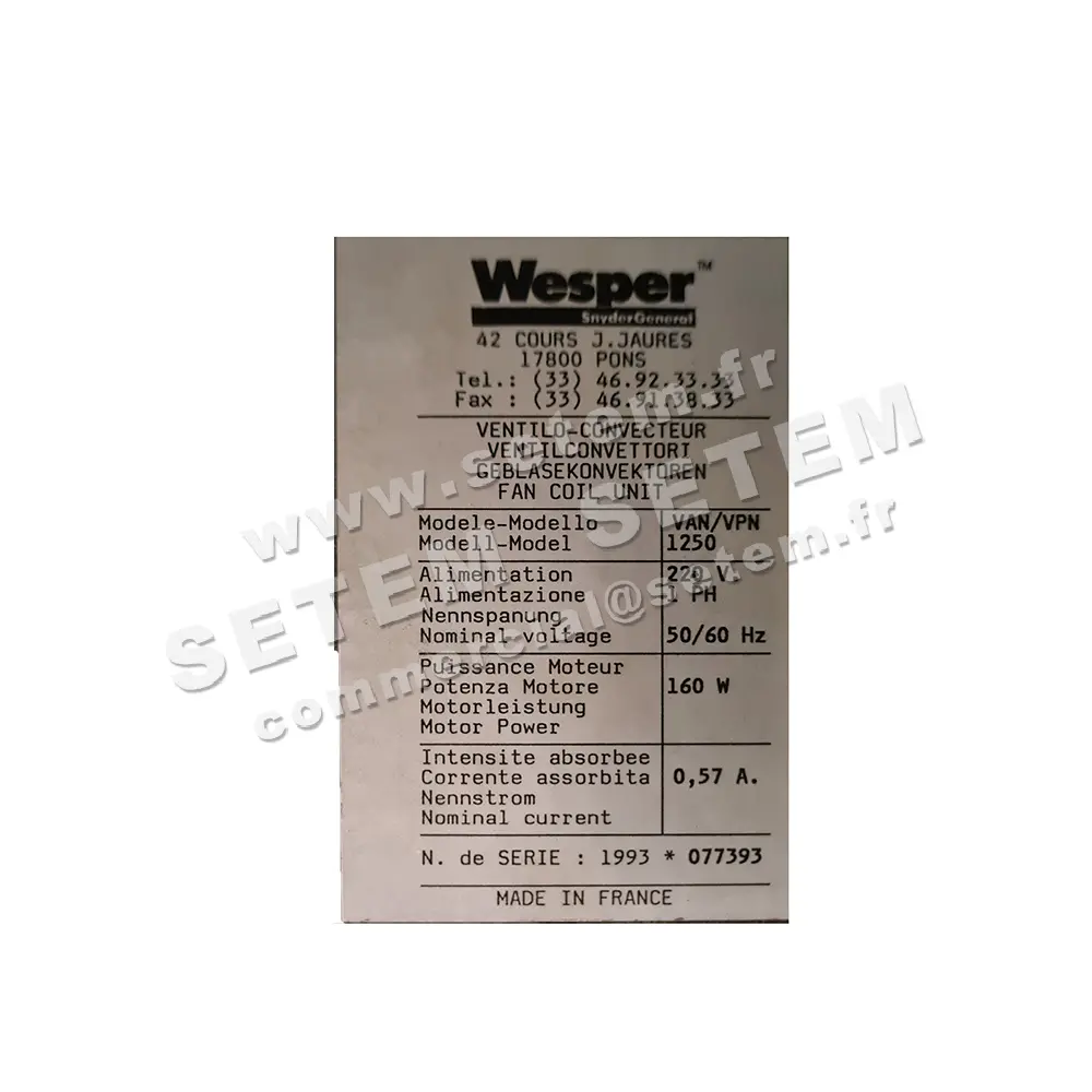 7201000100-GMV WESPER VAN/VPN 1250 *77393*