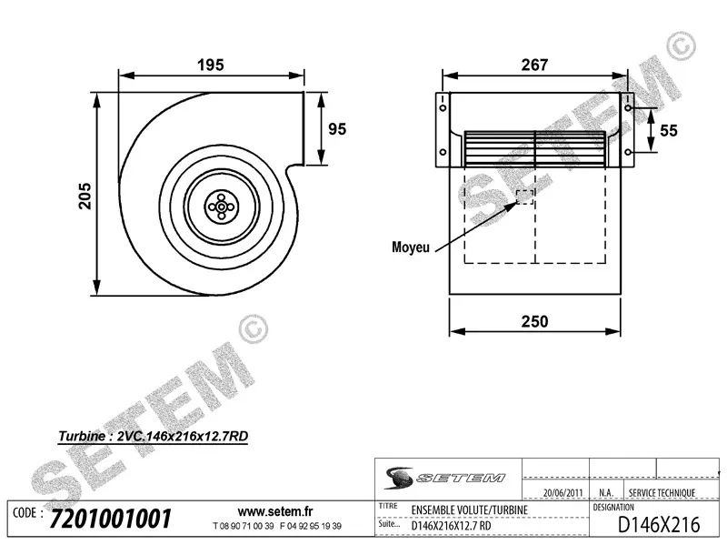 7201001001-ENSEMBLE VOLUTE/TURBINE WESPER 146X216X12.7 2