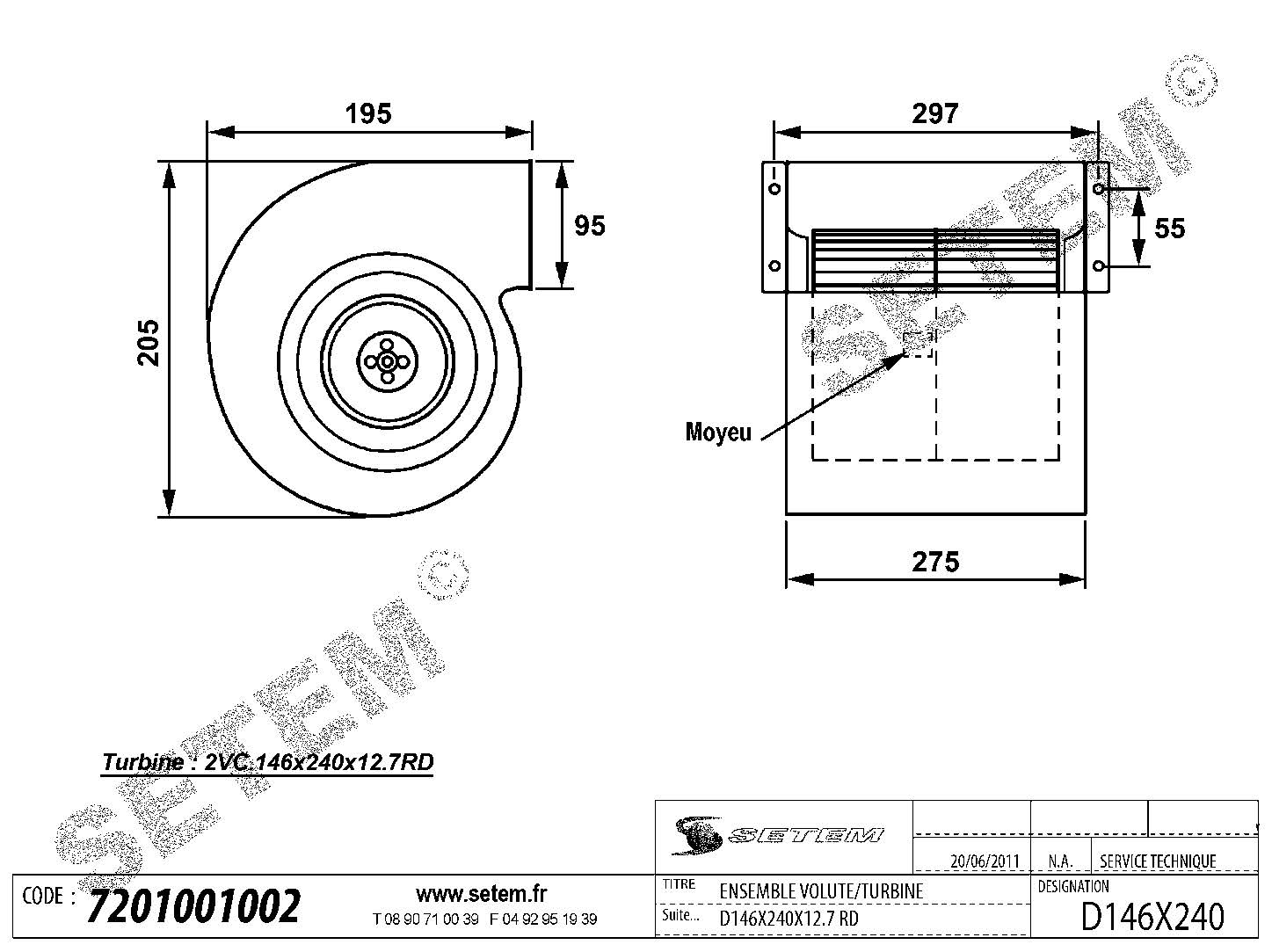 7201001002-ENSEMBLE VOLUTE/TURBINE WESPER 146X240X12.7 6