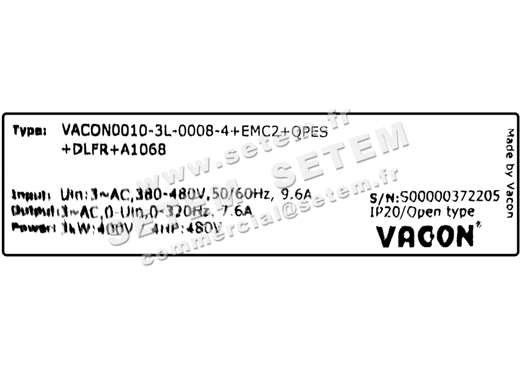 7201502368-VARIATEUR WESPER VACON0010-3L-0008-4+EMC2+QPES