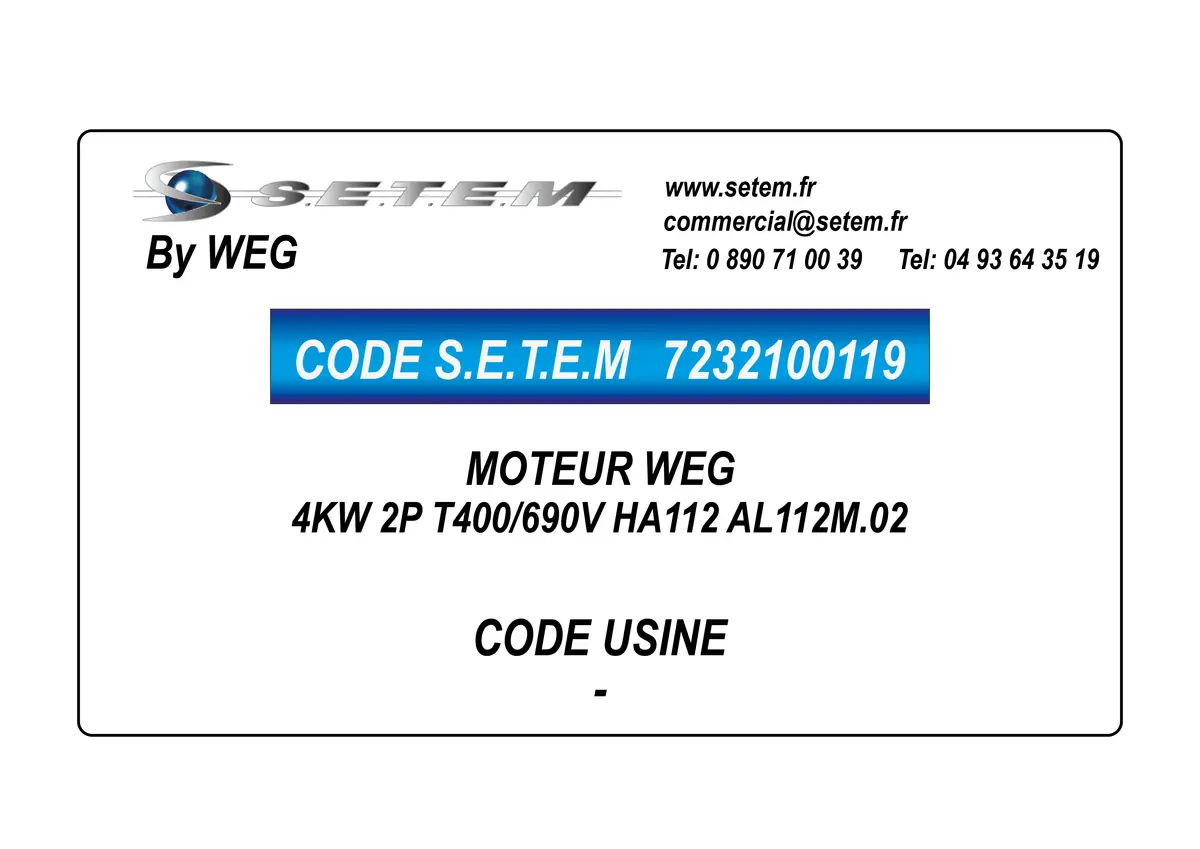 7232100119-MOTEUR WEG 4KW 2P T400/690V HA112 AL112M.02