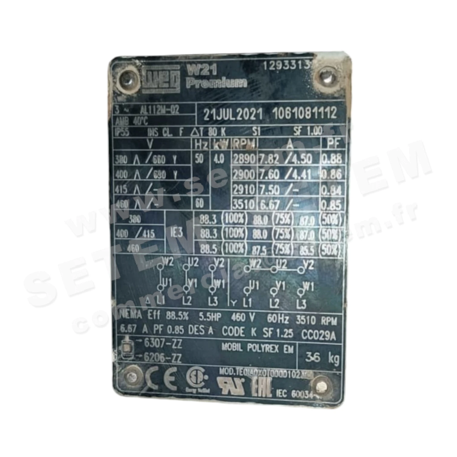 7232100119-MOTEUR WEG 4KW 2P T400/690V HA112 AL112M.02