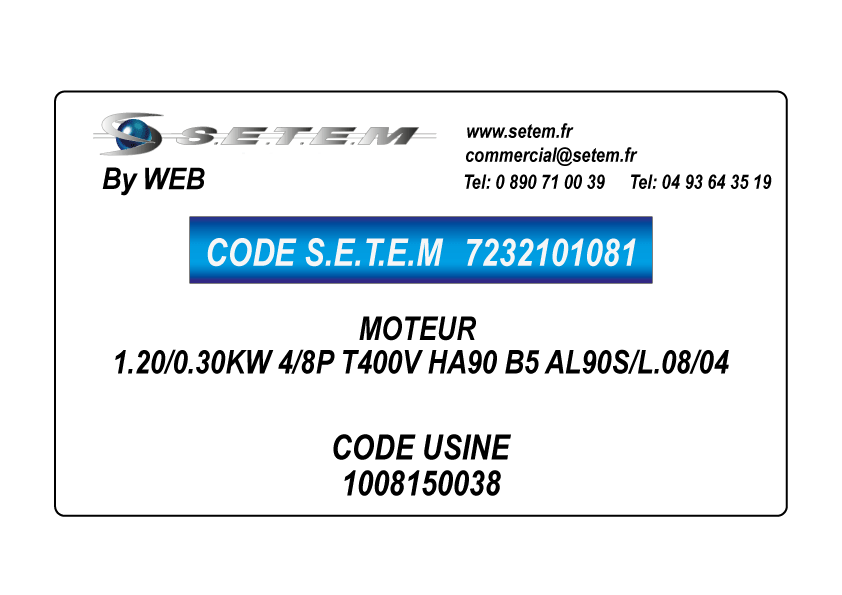 MOTEUR 1.20/0.30KW 4/8P T400V HA90 B5 AL90S/L.08/04 *1008150038*