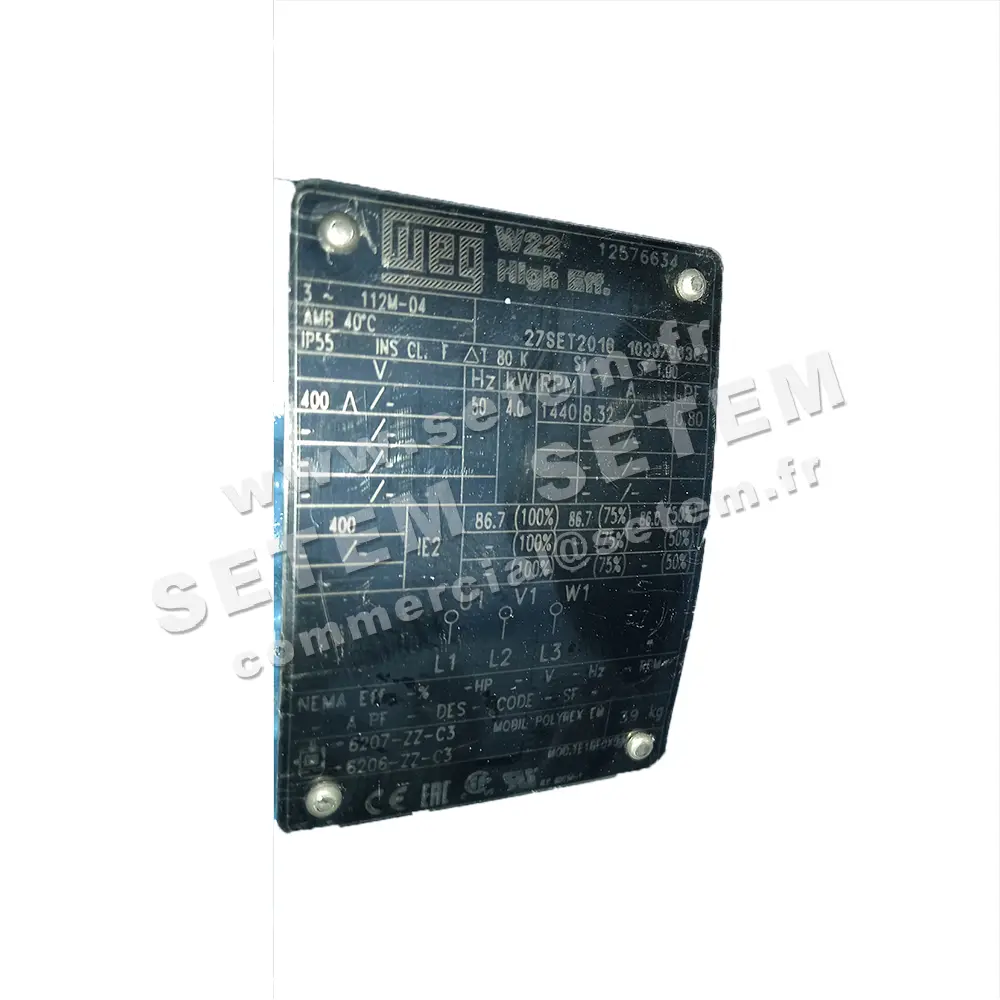 7232101825-MOTEUR WEG 4KW 4P T400V HA112 B3 IE2 112M.04 *12576634* 2