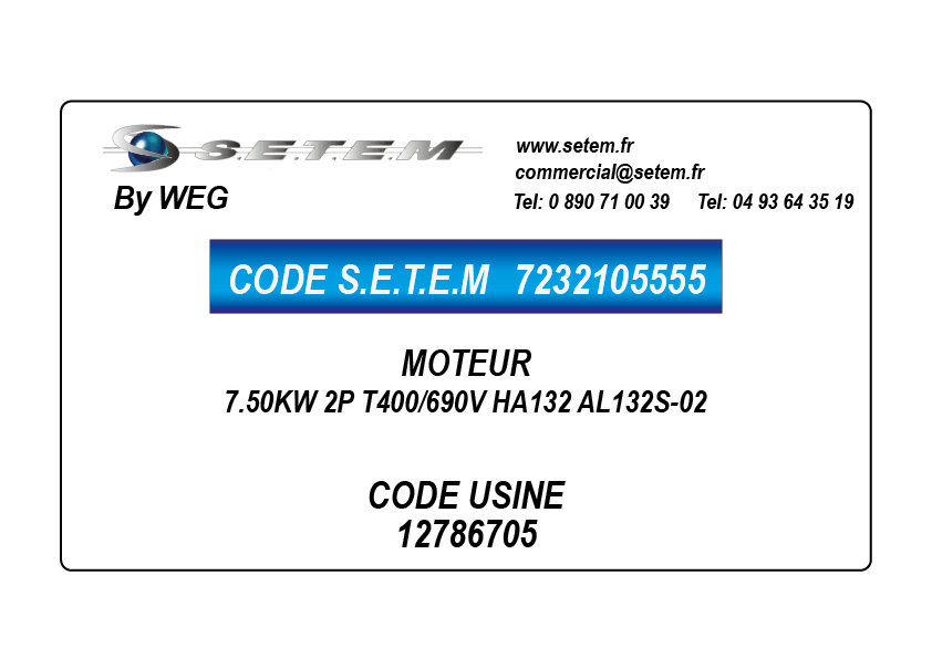 MOTEUR 7.50KW 2P T400/690V HA132 AL132S-02 *12786705* 2