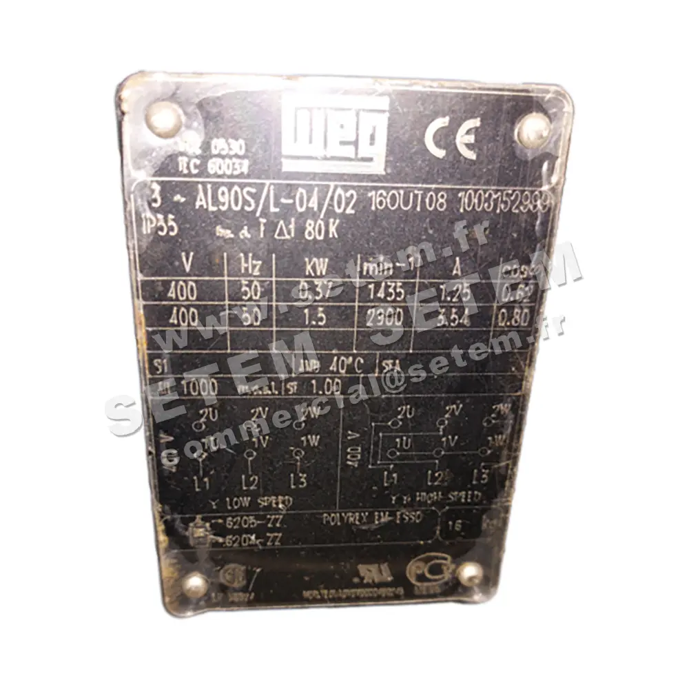 MOTEUR 1.50/0.37KW 2/4P T400V HA90 B3 AL90S/L-04/02