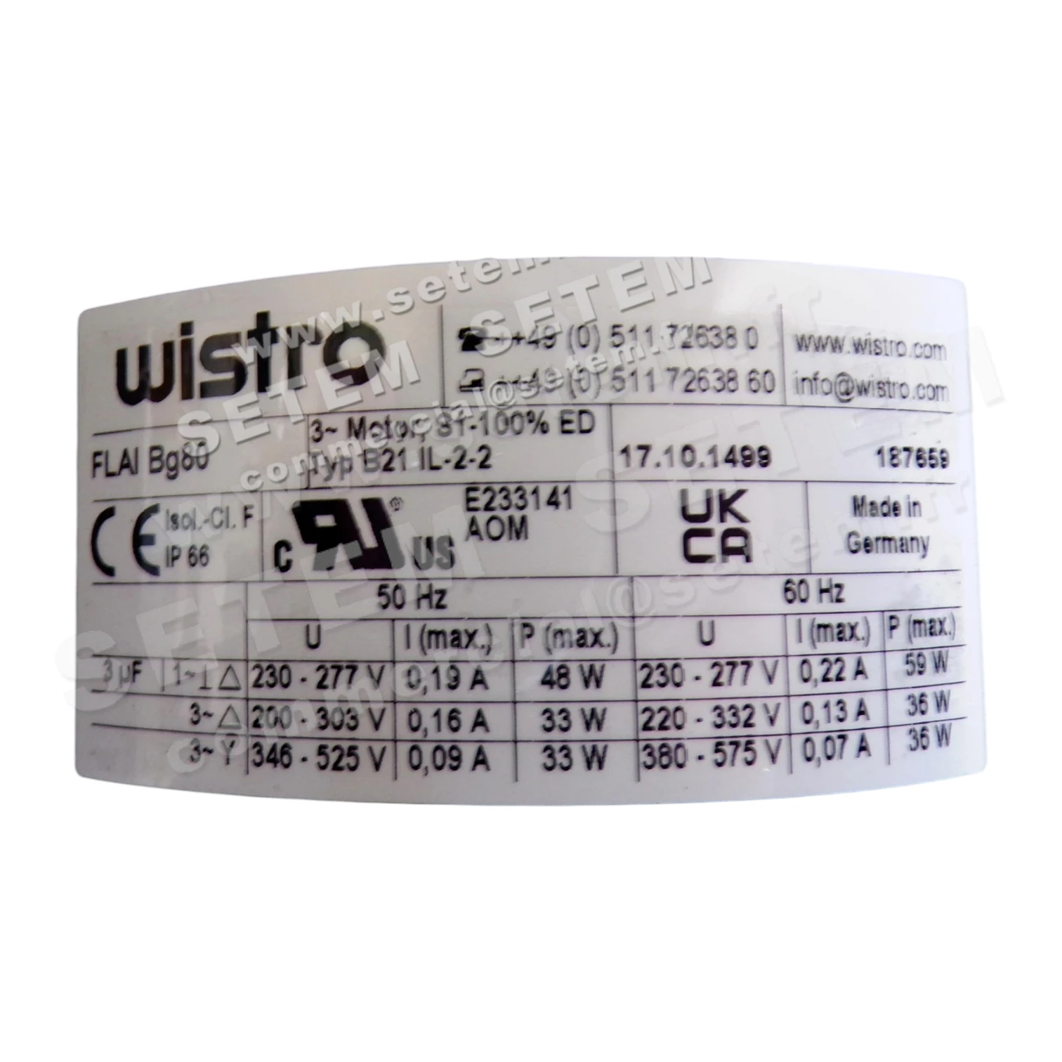 7236000389-VENTILATEUR WISTRO FLAIBG80 B21IL-2-2 *17.10.1499* 2