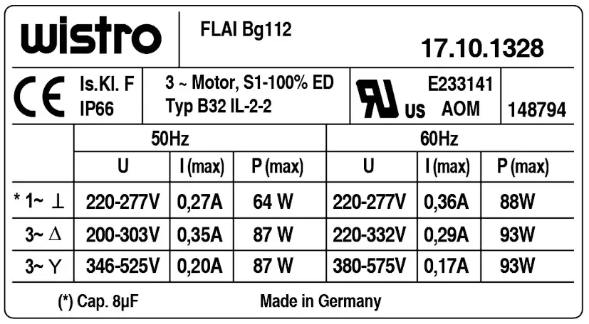 7236001113-VENTILATEUR WISTRO FLAIBG112 B32IL.2.2 *17.10.1328* 2