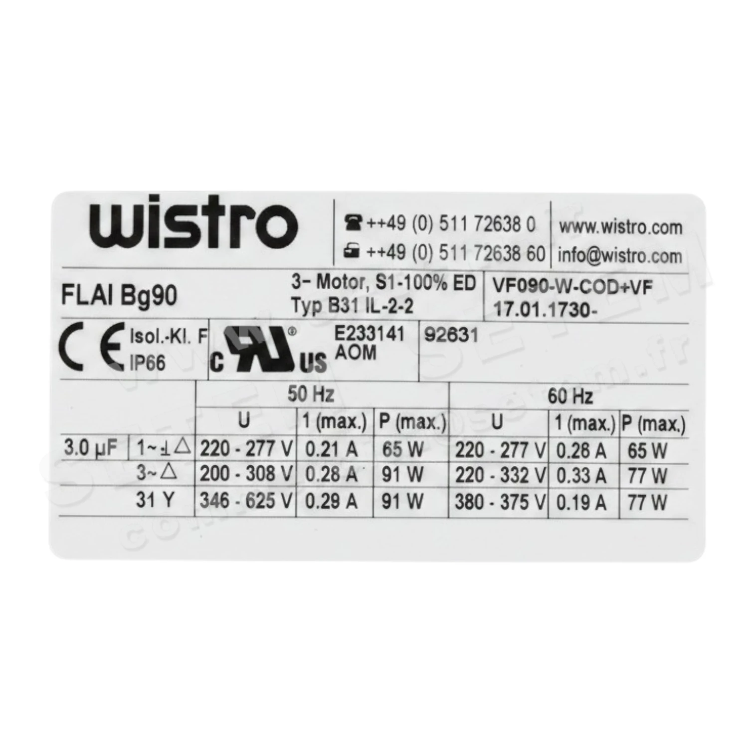 7236001545-VENTILATION FORCEE WISTRO FLAIBG90 B31IL-2-2 *17.01.1730* 2