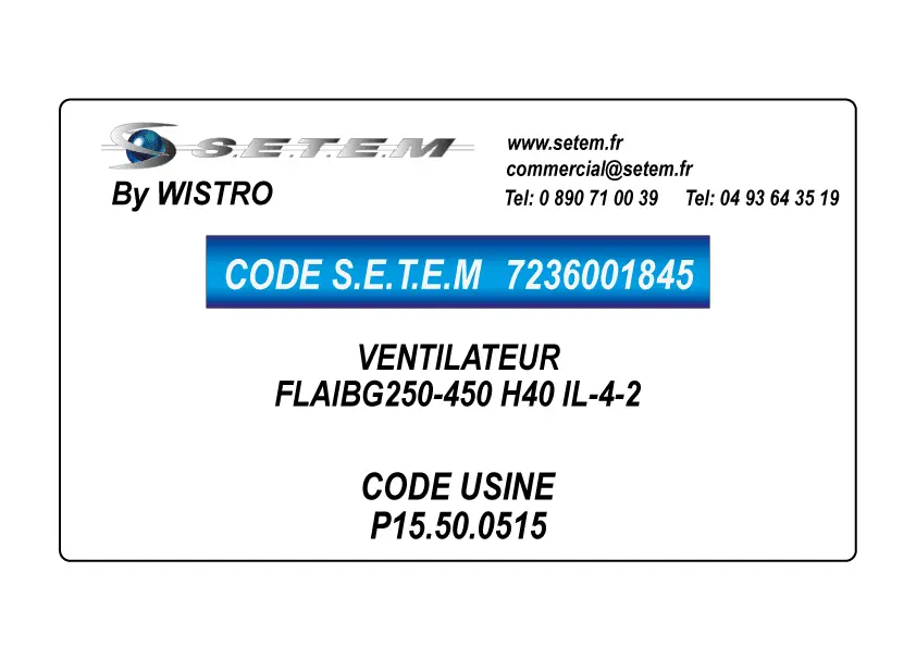 7236001845-VENTILATEUR WISTRO FLAIBG250-450 H40 IL-4-2 *P15.50.0515* 2