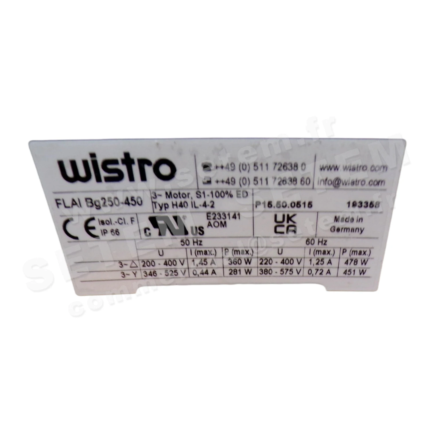 7236001845-VENTILATEUR WISTRO FLAIBG250-450 H40 IL-4-2 *P15.50.0515* 2