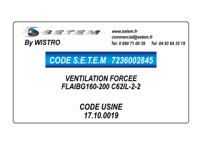 7236002845-VENTILATION FORCEE WISTRO FLAIBG160-200 C62IL-2-2 *17.10.0019* 2