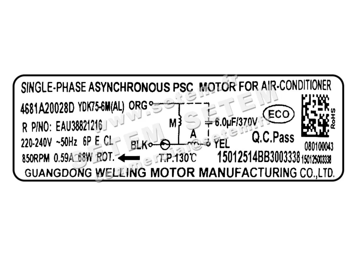 7239000005-MOTEUR WELLING 4681A20028D YDK75.6M 3