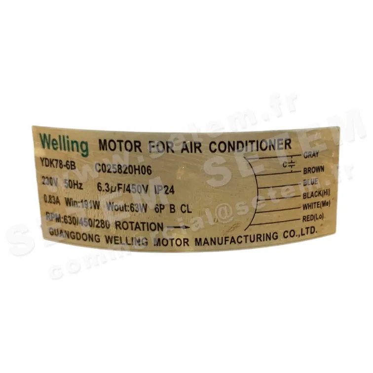 7239000016-MOTEUR WELLING YDK78.6B "C025820H06" 5