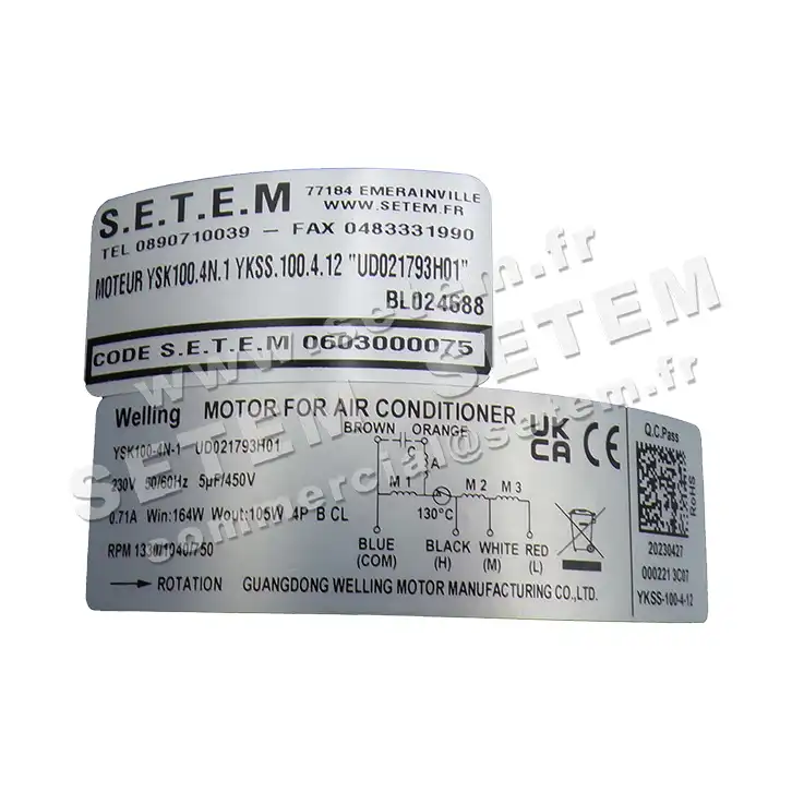 7239000075-MOTEUR WELLING YSK100.4N.1 YKSS.100.4.12 "UD021793H01" 4