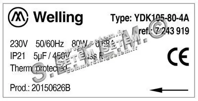 7239003919-MOTEUR WELLING YSK105.80.4A *7243919* 2