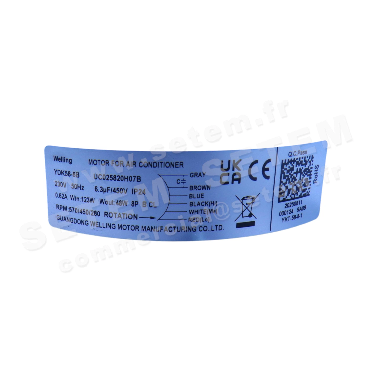 MOTEUR YDK58-8B "UC025820H07B""" 2