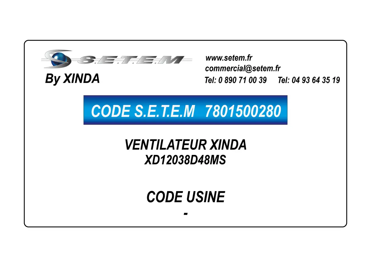 7801500280-VENTILATEUR XINDA XD12038D48MS