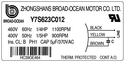 9900502034-MOTEUR ZHONGSHAN Y7S623C012 "HC39GE464" 3