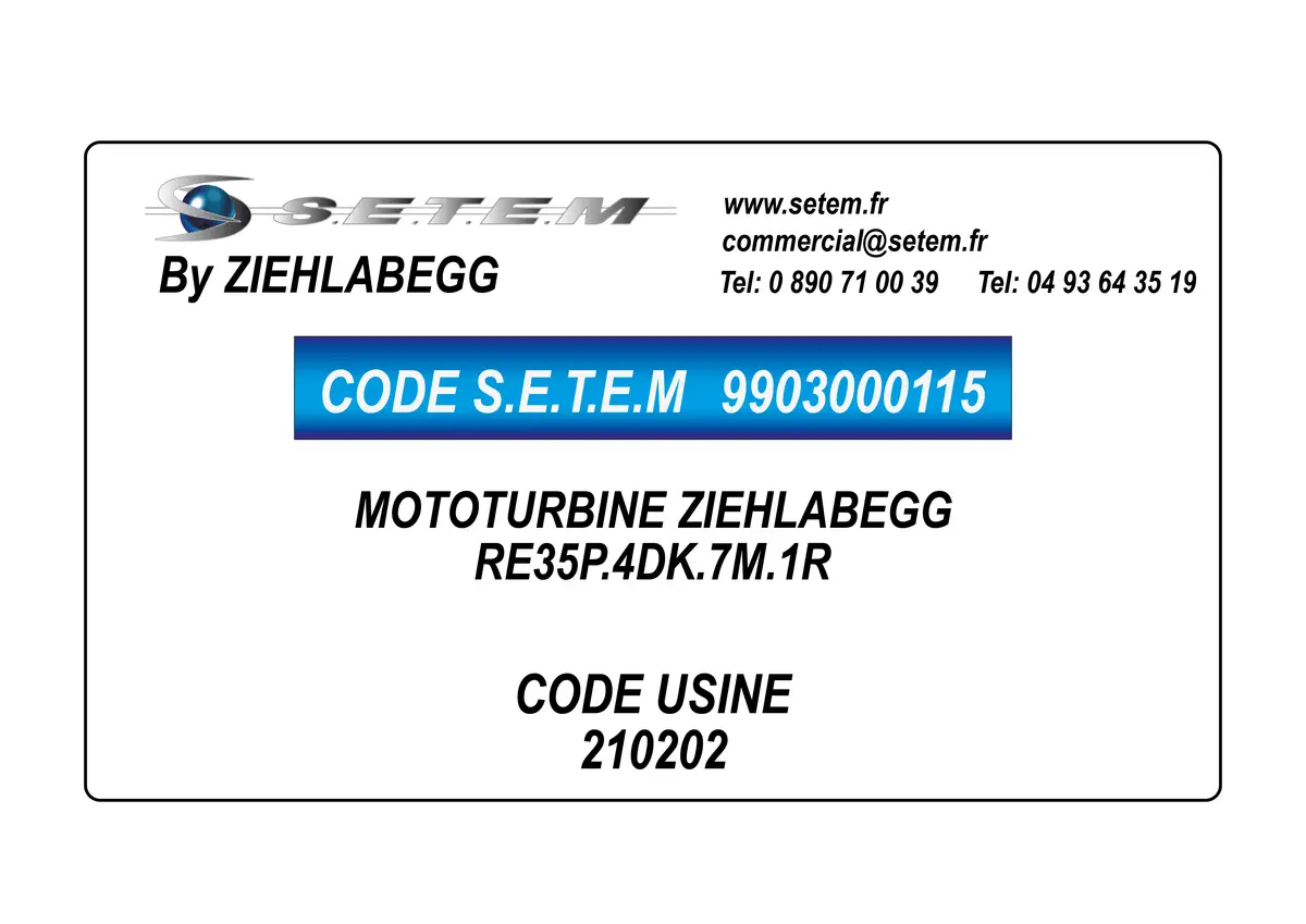 9903000115-MOTOTURBINE ZIEHLABEGG RE35P.4DK.7M.1R *210202*