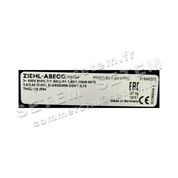 9903000124-VENTILATEUR ZIEHL ABEGG FN080.SDA.6N.V7P5 *168784* 2