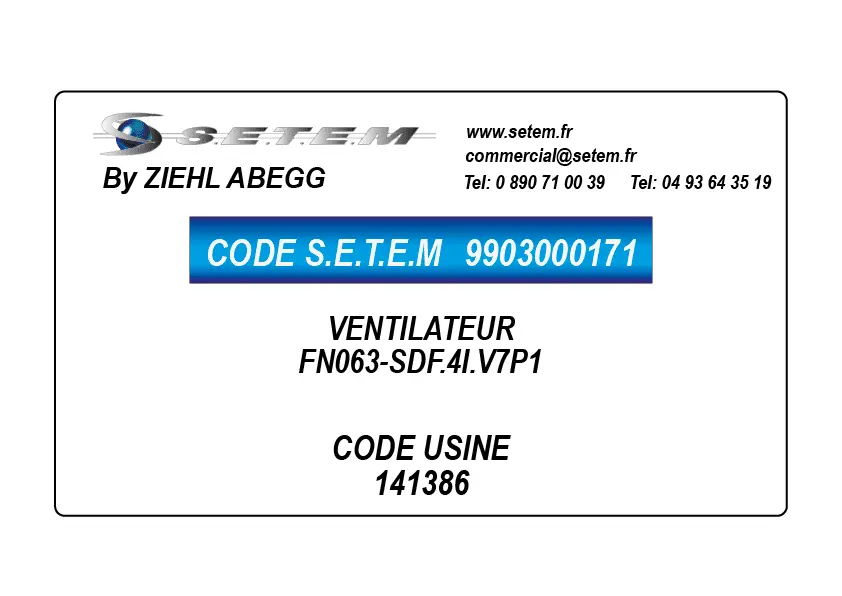 9903000171-VENTILATEUR ZIEHL ABEGG FN063-SDF.4I.V7P1 *141386*