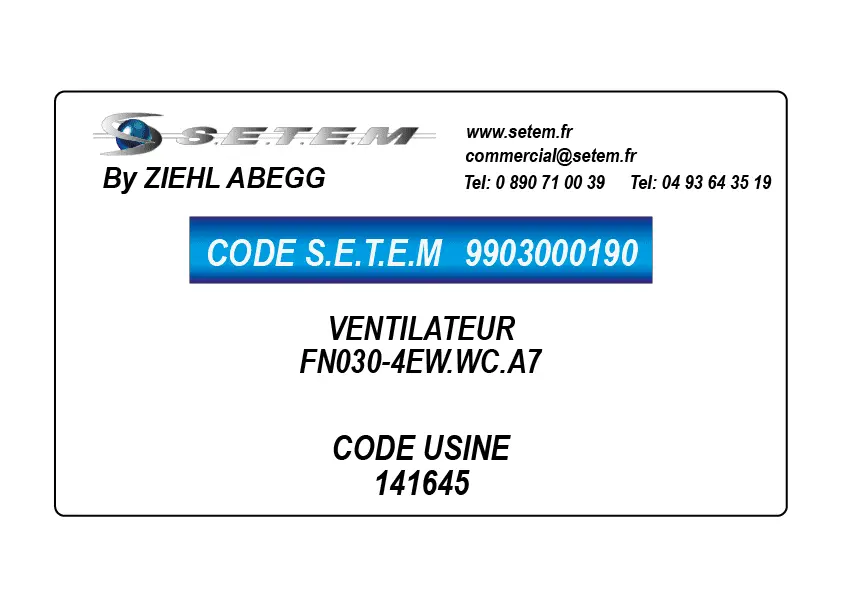 9903000190-VENTILATEUR ZIEHL ABEGG FN030-4EW.WC.A7 *141645*