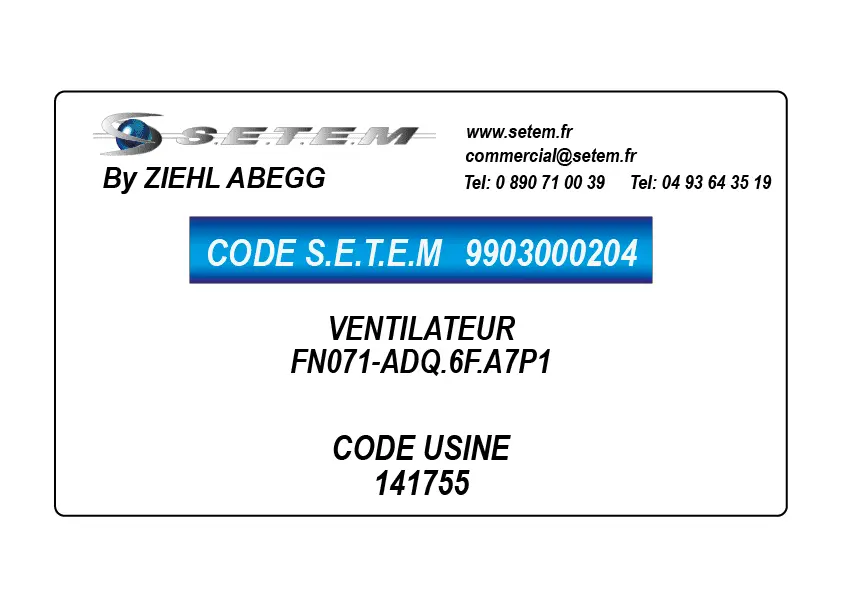 9903000204-VENTILATEUR ZIEHL ABEGG FN071-ADQ.6F.A7P1 *141755*