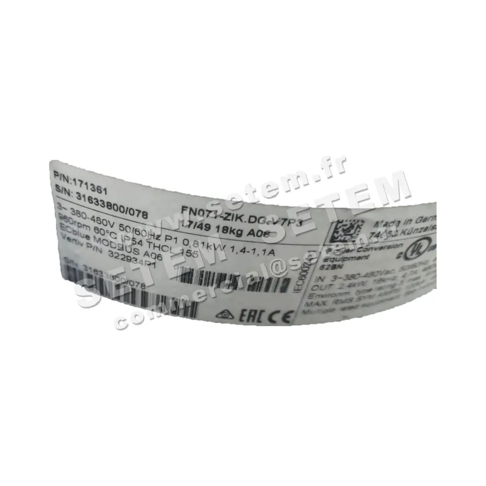 9903000251-VENTILATEUR ZIEHLABEGG FN071-ZIK.DG.V7P3 "322934P1" *171361* 2